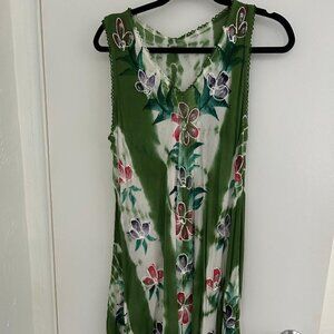 Green Floral Sundress, Below Knee Size Large NEW  j1